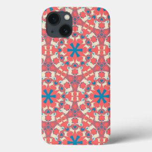 Mops Muster auf corall iPhone 13 Case