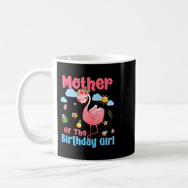 mor of 2birthday girls tropical flamingo family bd coffee mug (Left)
