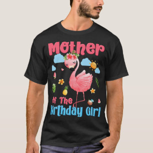 mor of 2birthday girls tropical flamingo family bd T-Shirt