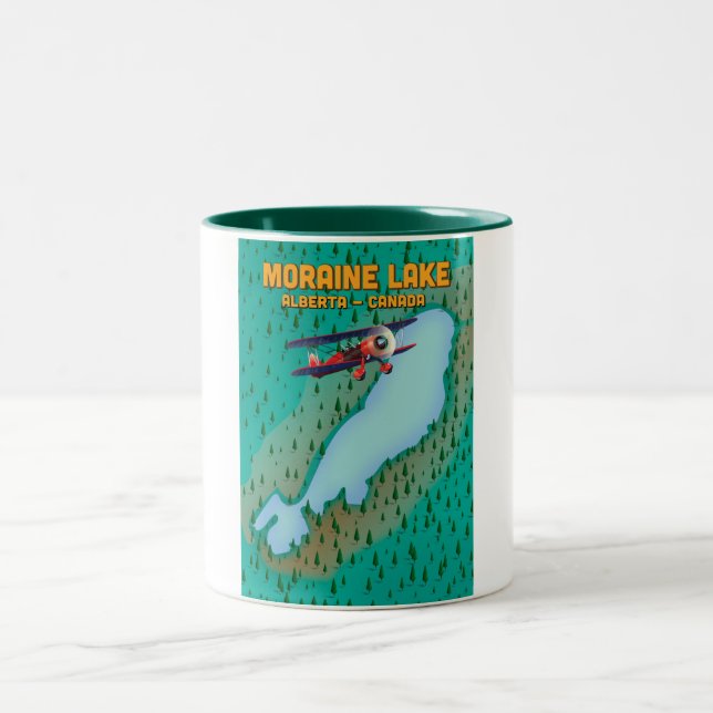 Moraine lake Alberta Canada Map Two-Tone Coffee Mug (Center)