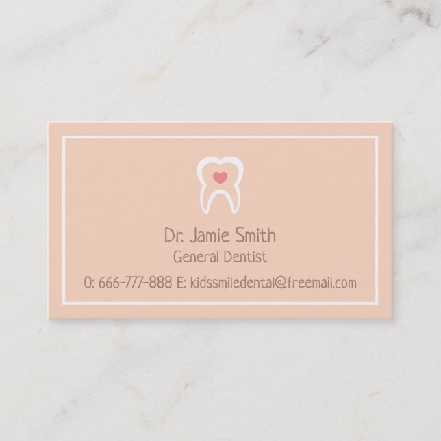 Moral Tooth Heart Dentist Business Cards (Front)