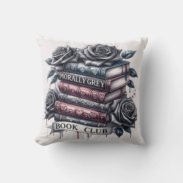 Morally Grey Dark Romance Bookish Throw Pillow (Front)
