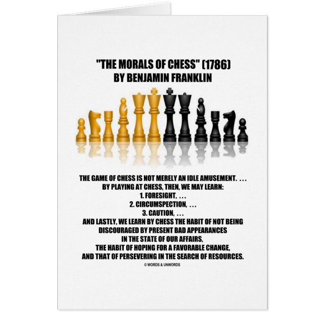 Morals Of Chess Benjamin Franklin Reflective Chess (Front)