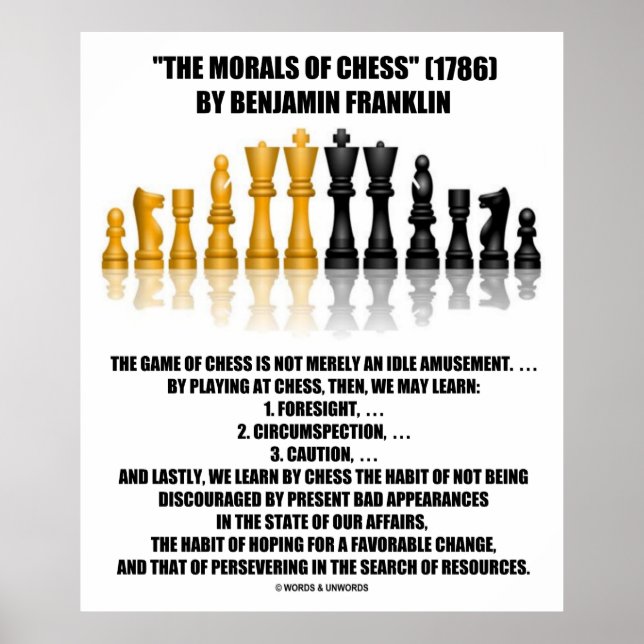 Morals Of Chess Benjamin Franklin Reflective Chess Poster (Front)