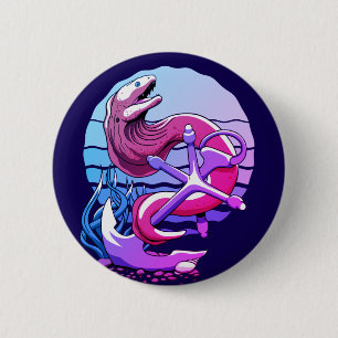 Moray Eel and Anchor 6 Cm Round Badge