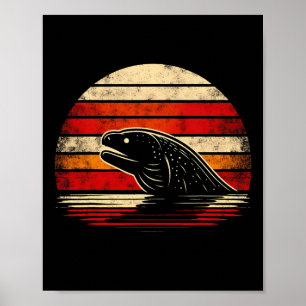 Moray Eel Sunset Retro Style Safari Vintage 70s Fi Poster