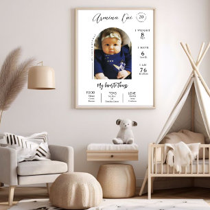 Mordern Arch Photo First Birthday Milestone Poster