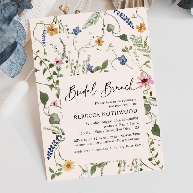 Mordern Boho Wildflowers Bridal Brunch Shower Invitation (Creator Uploaded)