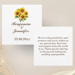 Mordern Elegant Rustic Boho Sunflower Wedding  Thank You Card