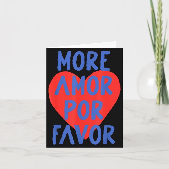 More Amor R Favour Red Heart Cute Spanish Love Quo Card (Front)