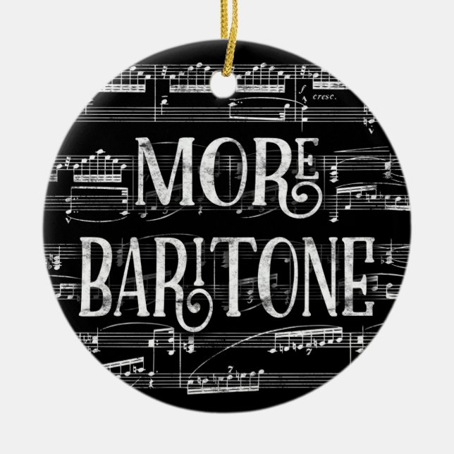 More Baritone Chalkboard - Black White Singer Ceramic Tree Decoration (Front)