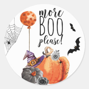 More Boo Please Watercolor Pumpkin Classic Round Sticker