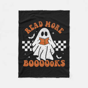 More Books Cute Ghost Reading Book Teacher Hallowe Fleece Blanket