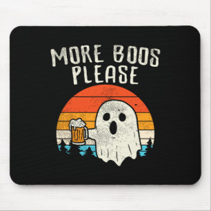 More Boos Please Ghost Beer Retro Halloween Drinki Mouse Pad