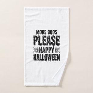More Boos Please Vintage Halloween Typography Desi Hand Towel