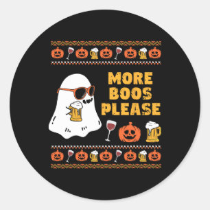 More Boos Please Vintage Retro Ghost Halloween Cos Classic Round Sticker