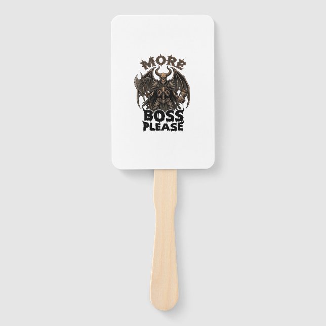More Boss Please Halloween Demon Skeleton Axe Hour Hand Fan (Front)