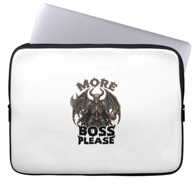 More Boss Please Halloween Demon Skeleton Axe Hour Laptop Sleeve (Front)