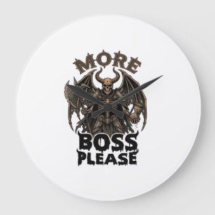 More Boss Please Halloween Demon Skeleton Axe Hour Large Clock