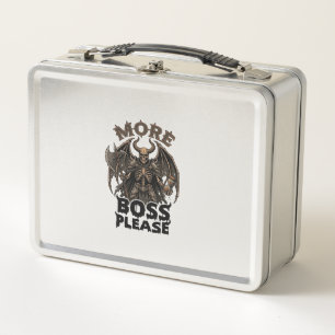 More Boss Please Halloween Demon Skeleton Axe Hour Metal Lunch Box
