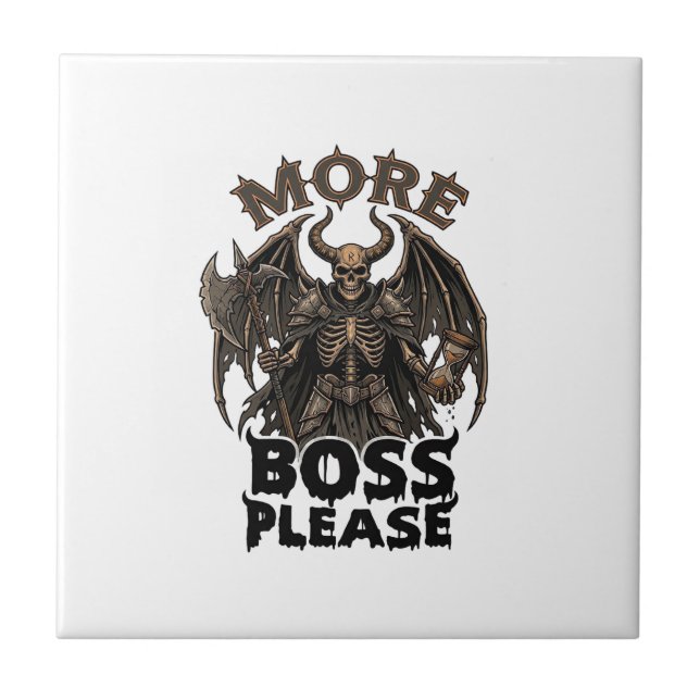 More Boss Please Halloween Demon Skeleton Axe Hour Tile (Front)