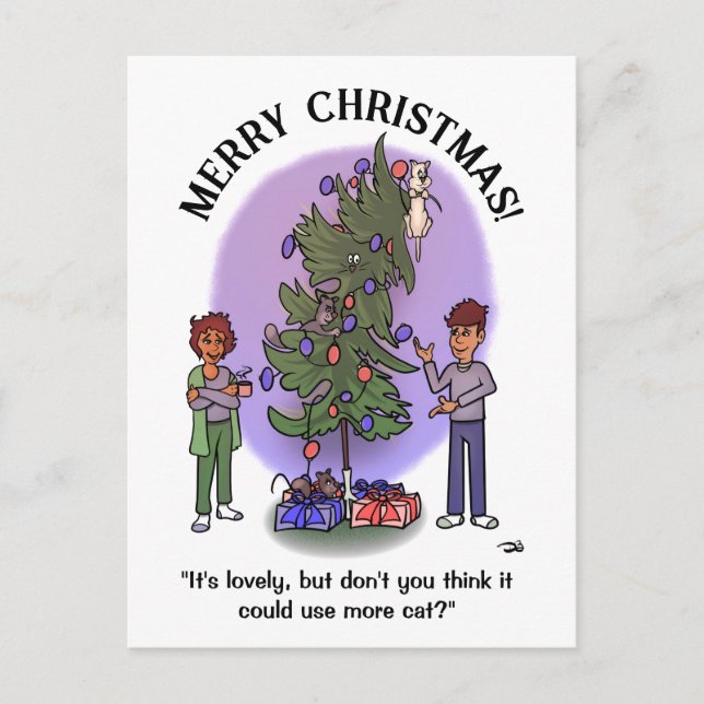 More Cat Christmas Postcard (Front)