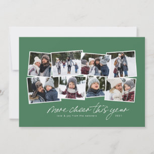 More cheer this year 8-photo collage green holiday card