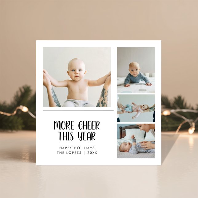 More Cheer This Year Baby 4 Photo Christmas Card (Creator Uploaded)