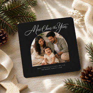 More Cheer This Year Black Arch Photo Christmas Holiday Card