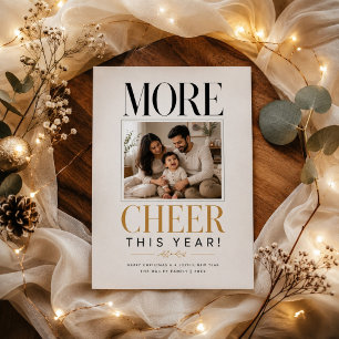 More Cheer This Year Gold Family Photo Christmas Holiday Card