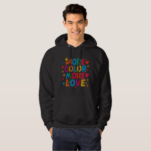More Colour More Love Playful Rainbow Typography Hoodie