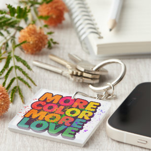 More Colour More Love Playful Typography Custom Key Ring