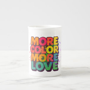 More Colour More Love Playful Typography Design Bone China Mug