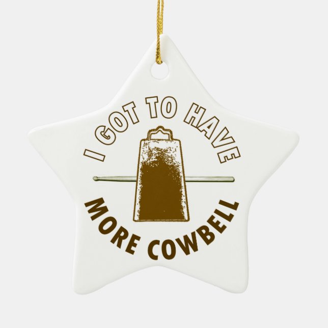 MORE COWBELL CERAMIC TREE DECORATION (Front)