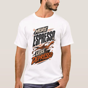 More Espresso Less Depresso Coffee Humour T-Shirt