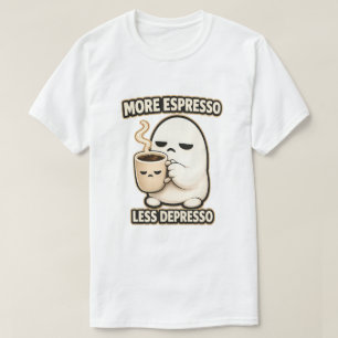 More Espresso Less Depresso Cute Coffee Character T-Shirt