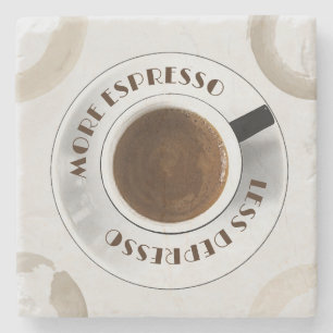 More Espresso Less Depresso Kitchen Stone Coaster