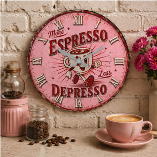 More Espresso Less Depresso Large Clock