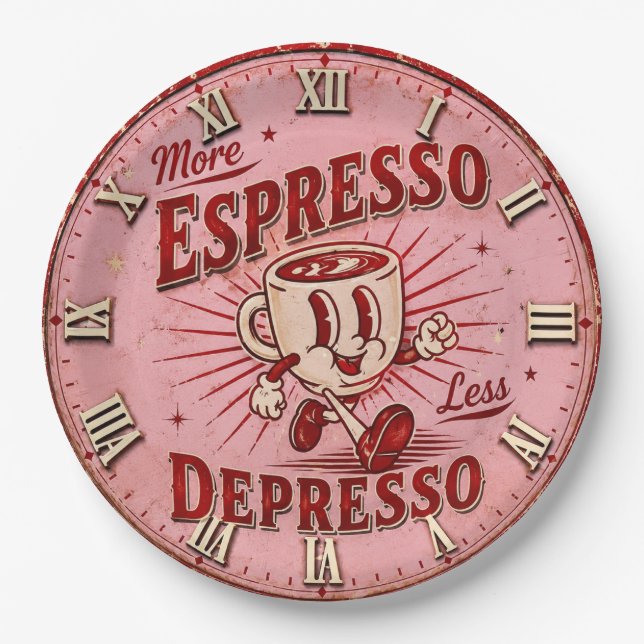More Espresso Less Depresso Paper Plate (Front)
