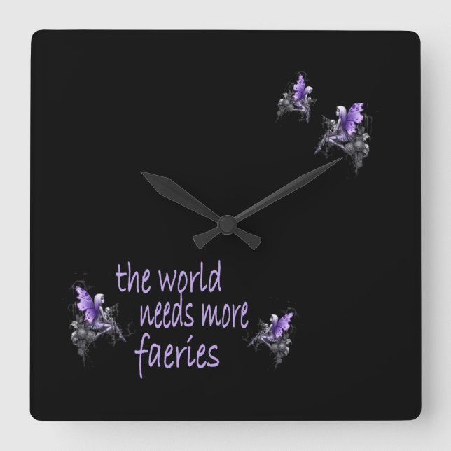 More Faeries Square Wall Clock (Front)