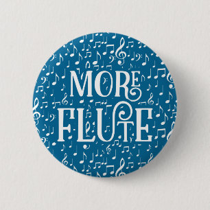 More Flute - Blue White Music 6 Cm Round Badge