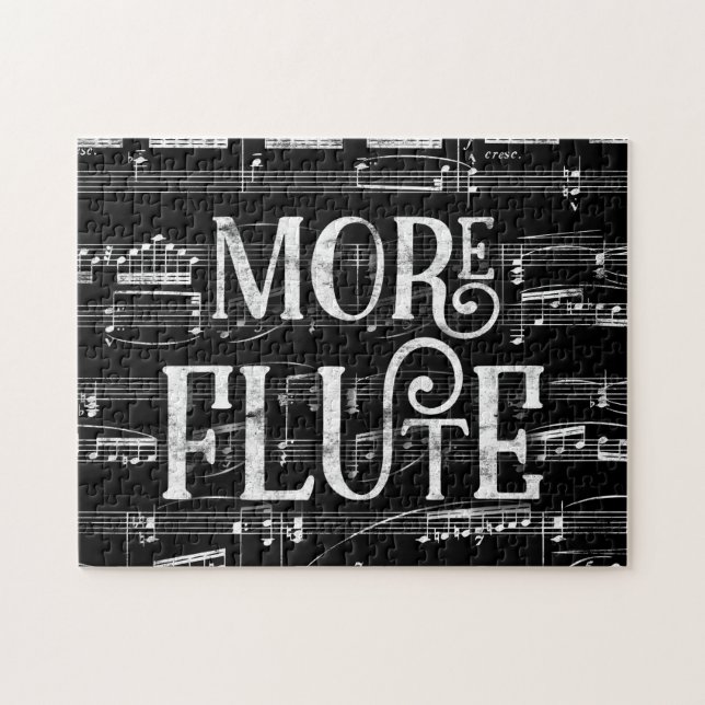 More Flute Chalkboard - Black White Music Jigsaw Puzzle (Horizontal)