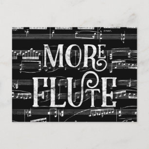 More Flute Chalkboard - Black White Music Postcard
