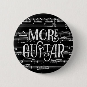 More Guitar Chalkboard - Black White Music 6 Cm Round Badge