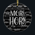 More Horn Chalkboard - Black White Music Ceramic Tree Decoration<br><div class="desc">A neat More Horn design featuring chalkboard effect with musical notation sheet music background in black and white.</div>