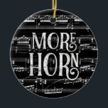 More Horn Chalkboard - Black White Music Ceramic Tree Decoration<br><div class="desc">A neat More Horn design featuring chalkboard effect with musical notation sheet music background in black and white.</div>
