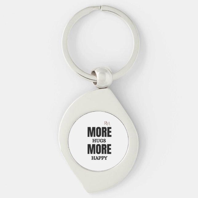 More Hugs More Happy Cute Positive Design Key Ring (Front)