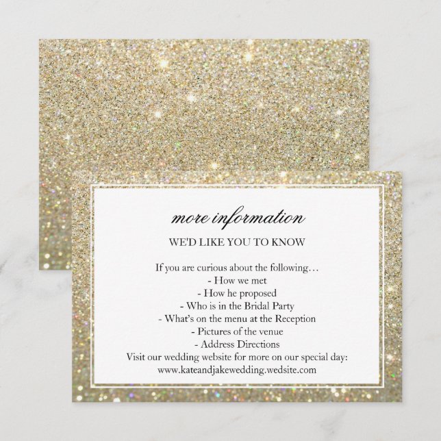 More Info Wedding Card - Gold Glit Fab Framed (Front/Back)