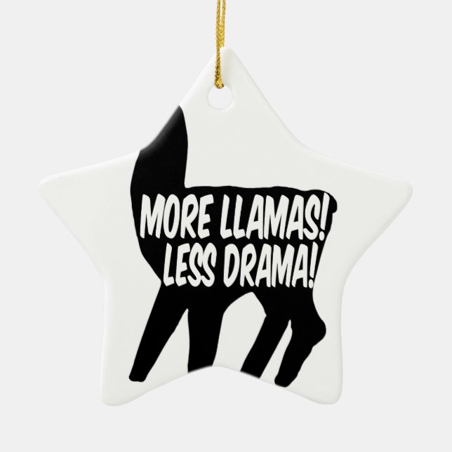 More Llamas Less Drama Ceramic Tree Decoration (Front)