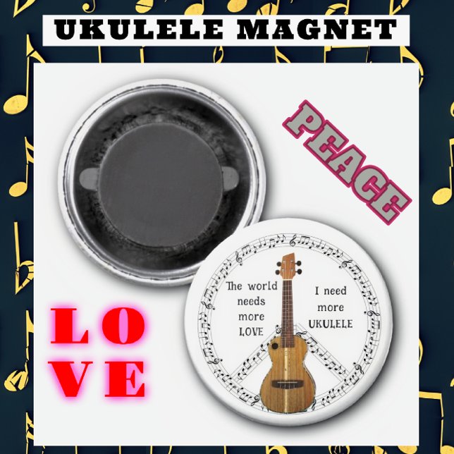 More Love More Ukulele Music Lover Peace Magnet (Creator Uploaded)